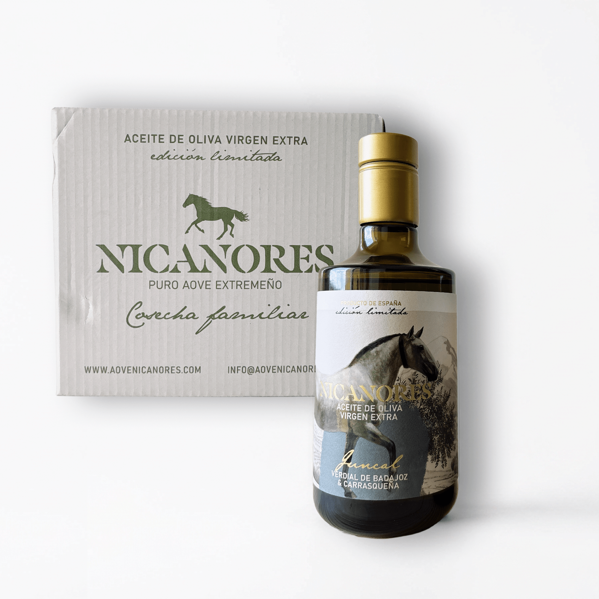 Juncal Blend Extremeño, caja de aceite de oliva extremeño Nicanores